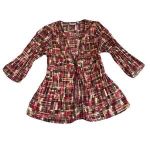 Kim Rogers woman’s extra-large red and black fall sheer lace blouse